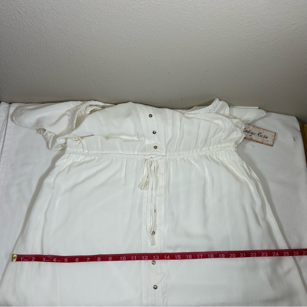 Indigo Rose Off White Boho Elastic Waist Pull On Off Shoulders Romantic Dress XL - Picture 10 of 13